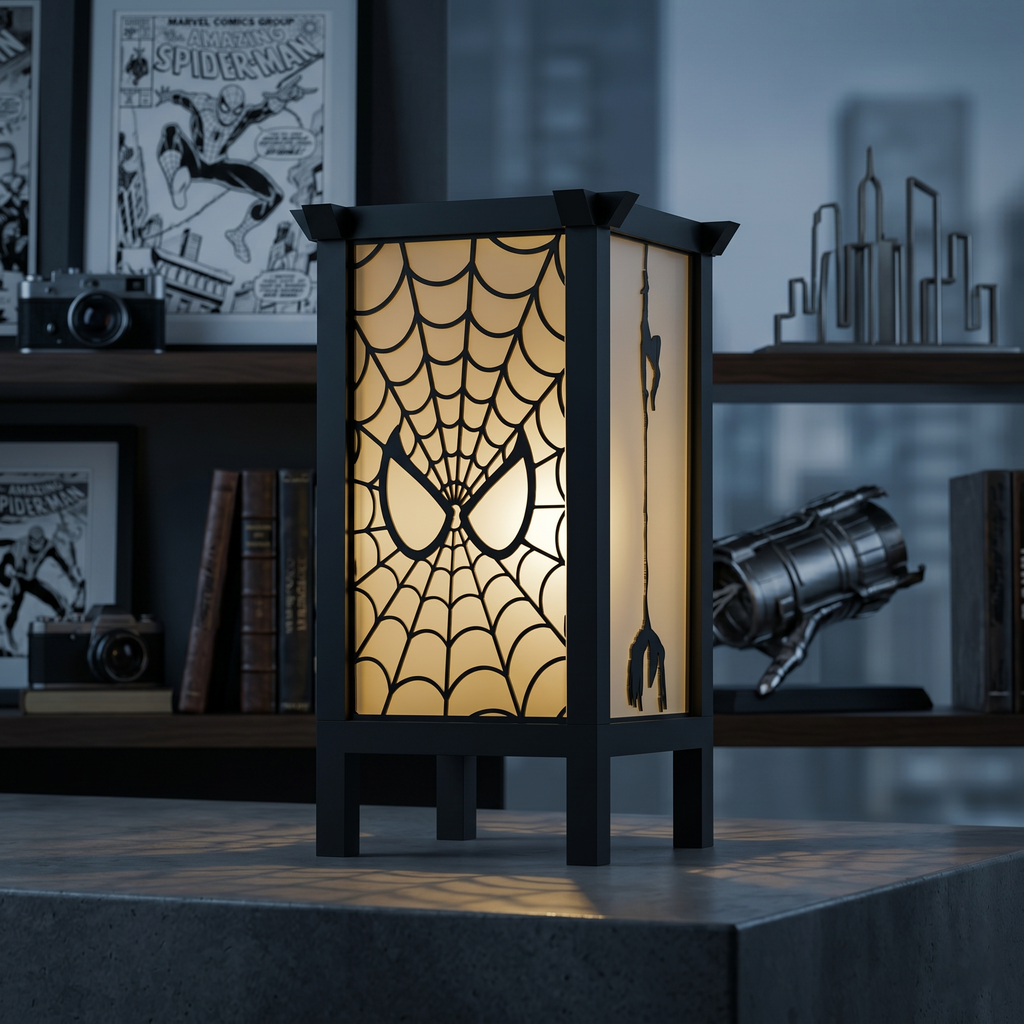 Spider-Man Inspired Lamp - Web & Hero 3D Printed LED Light