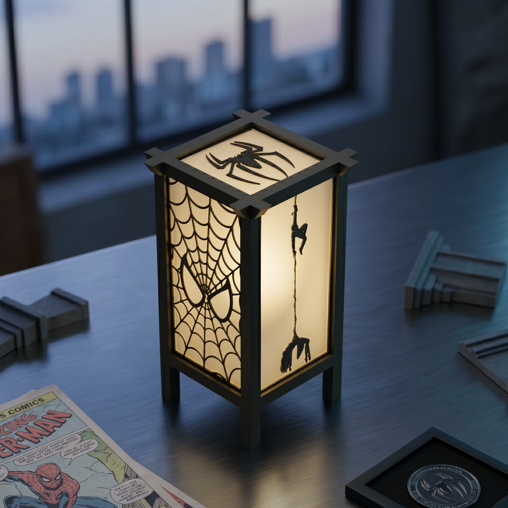 Spider-Man Inspired Lamp - Web & Hero 3D Printed LED Light