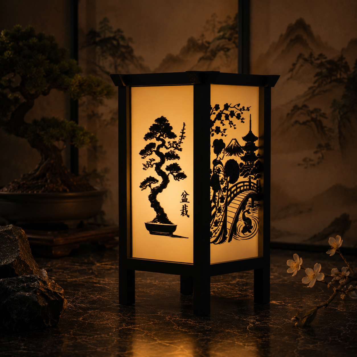 The Great Wave Lantern — Hokusai Shadow Lamp