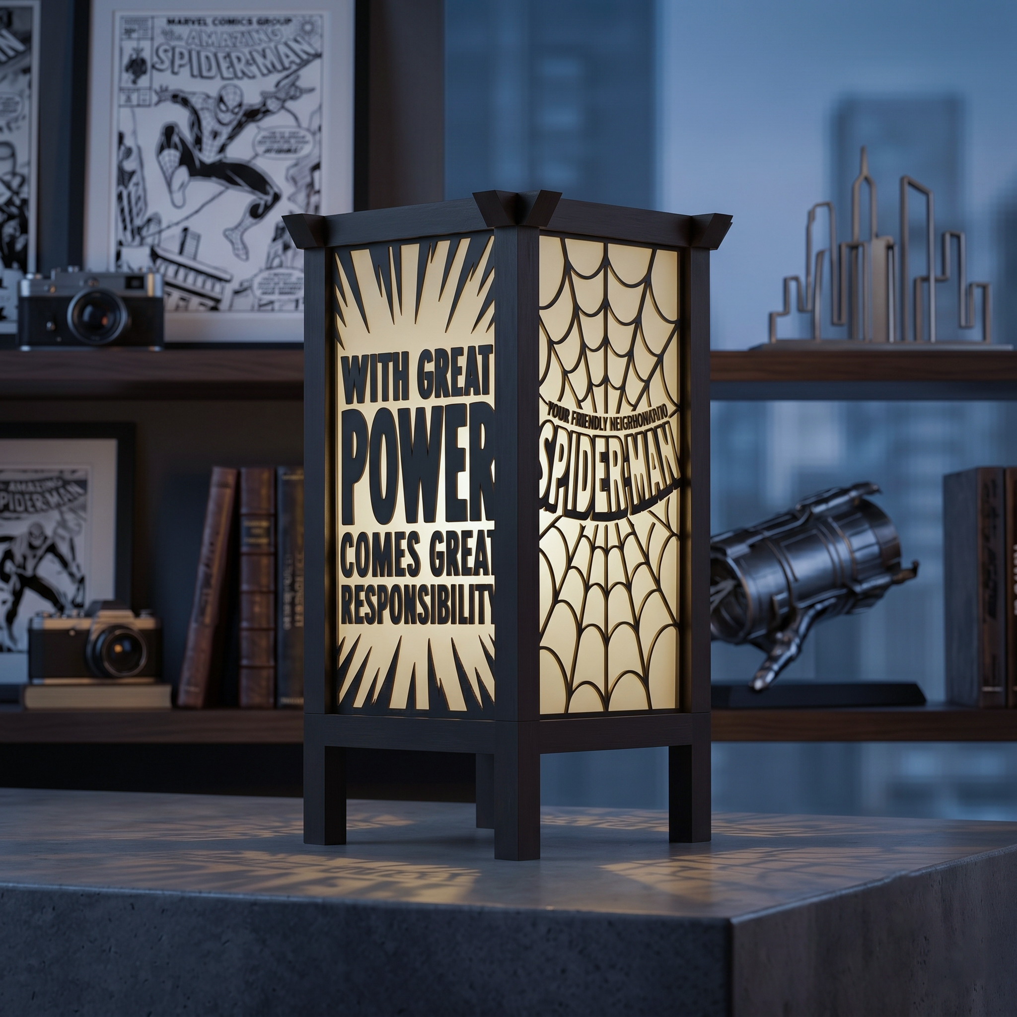Spider-Man Inspired Lamp - Web & Hero 3D Printed LED Light
