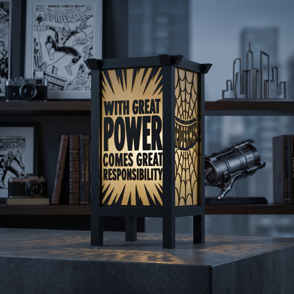 Spider-Man Inspired Lamp - Web & Hero 3D Printed LED Light