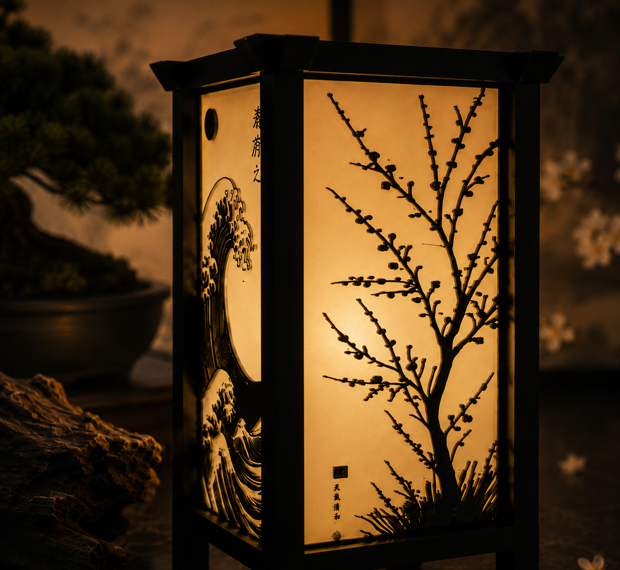 The Great Wave Lantern — Hokusai Shadow Lamp